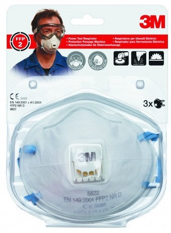 3M Atemschutzmaske FFP2 8822 – Einheitsgrösse – Weiss – 3 Stk.