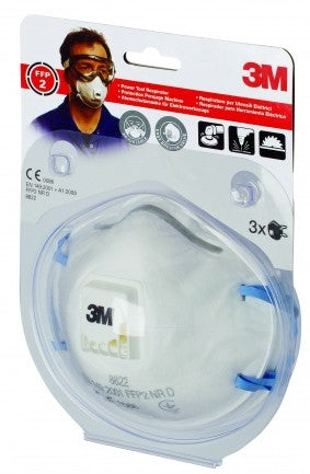 3M Atemschutzmaske FFP2 8822 – Einheitsgrösse – Weiss – 3 Stk.