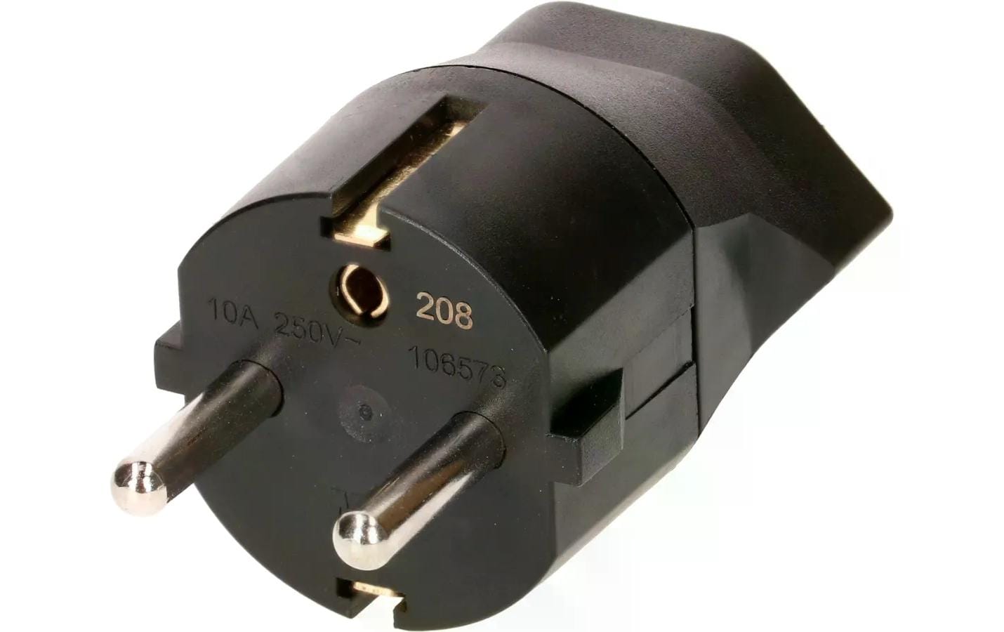 Max Hauri AG 163655 Fixadapter T13 zu Schuko – 230 V, 10 A, 3-polig, Schwarz