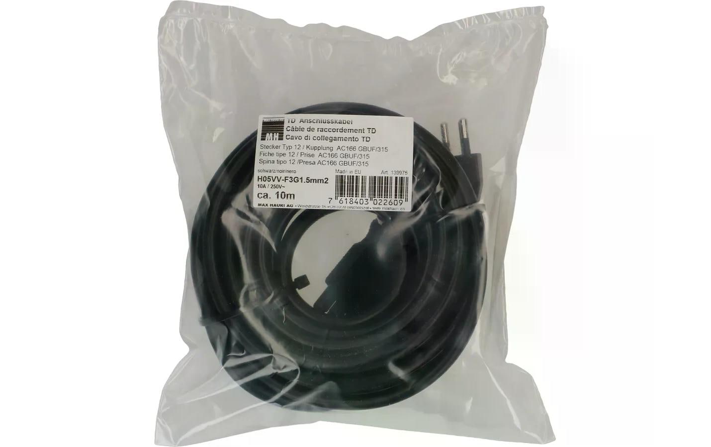 Max Hauri AG Netzkabel, T12 auf GST18I3, montiert, 10 m, Schwarz, 139975