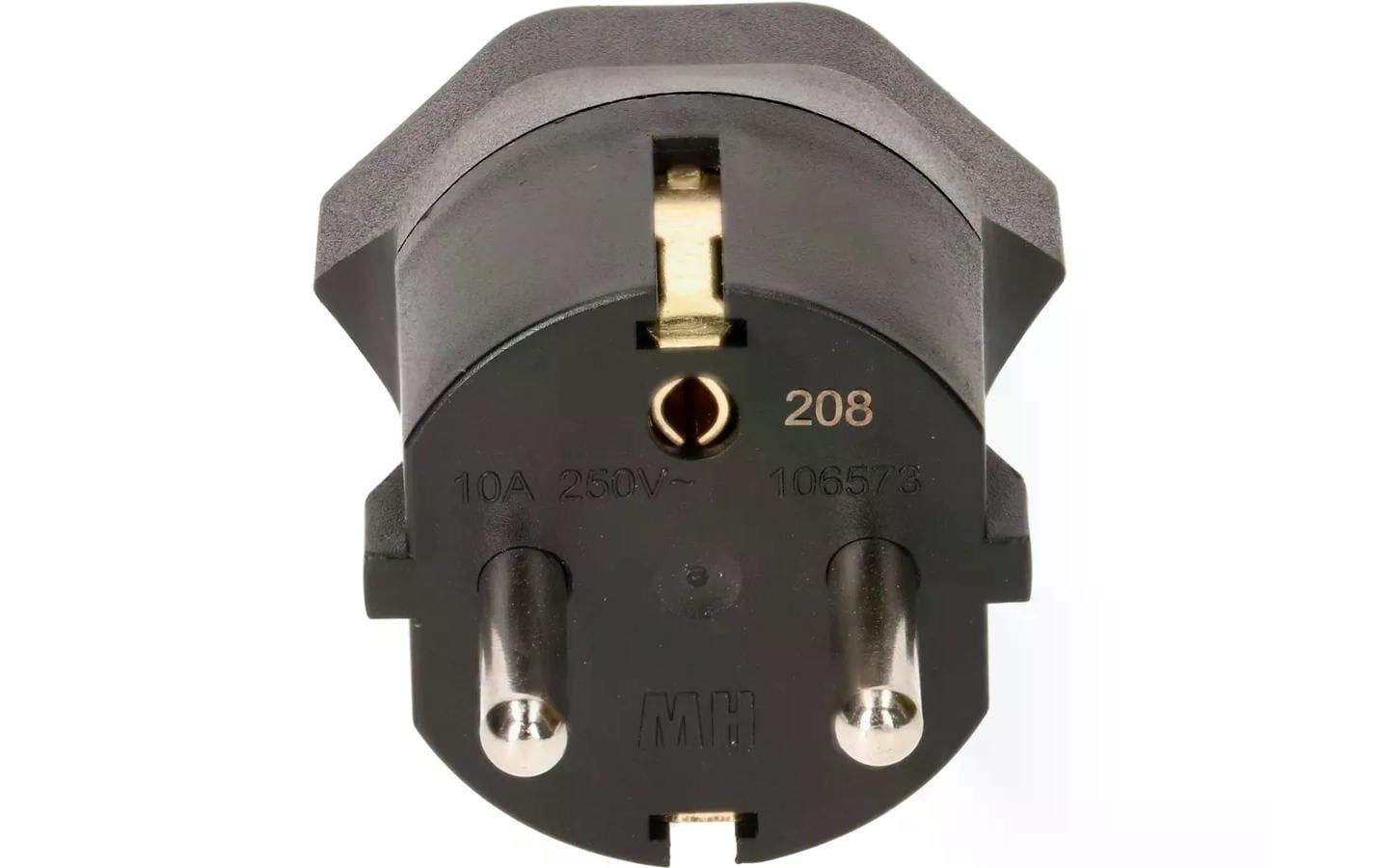 Max Hauri AG 163655 Fixadapter T13 zu Schuko – 230 V, 10 A, 3-polig, Schwarz