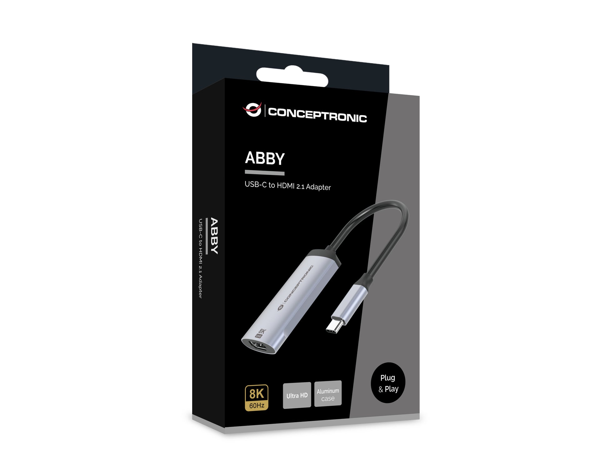 Conceptronic ABBY23G USB-C-zu-HDMI-Adapter – 8K (7680 × 4320) @ 60 Hz, HDMI 2.1, 0,15 m, Silber