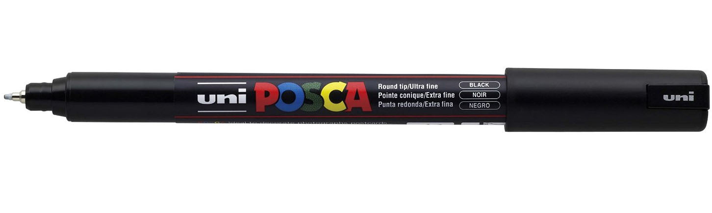 Uni-Ball POSCA PC-1MR Fineliner – 0,7 mm, schwarz, lichtbeständig