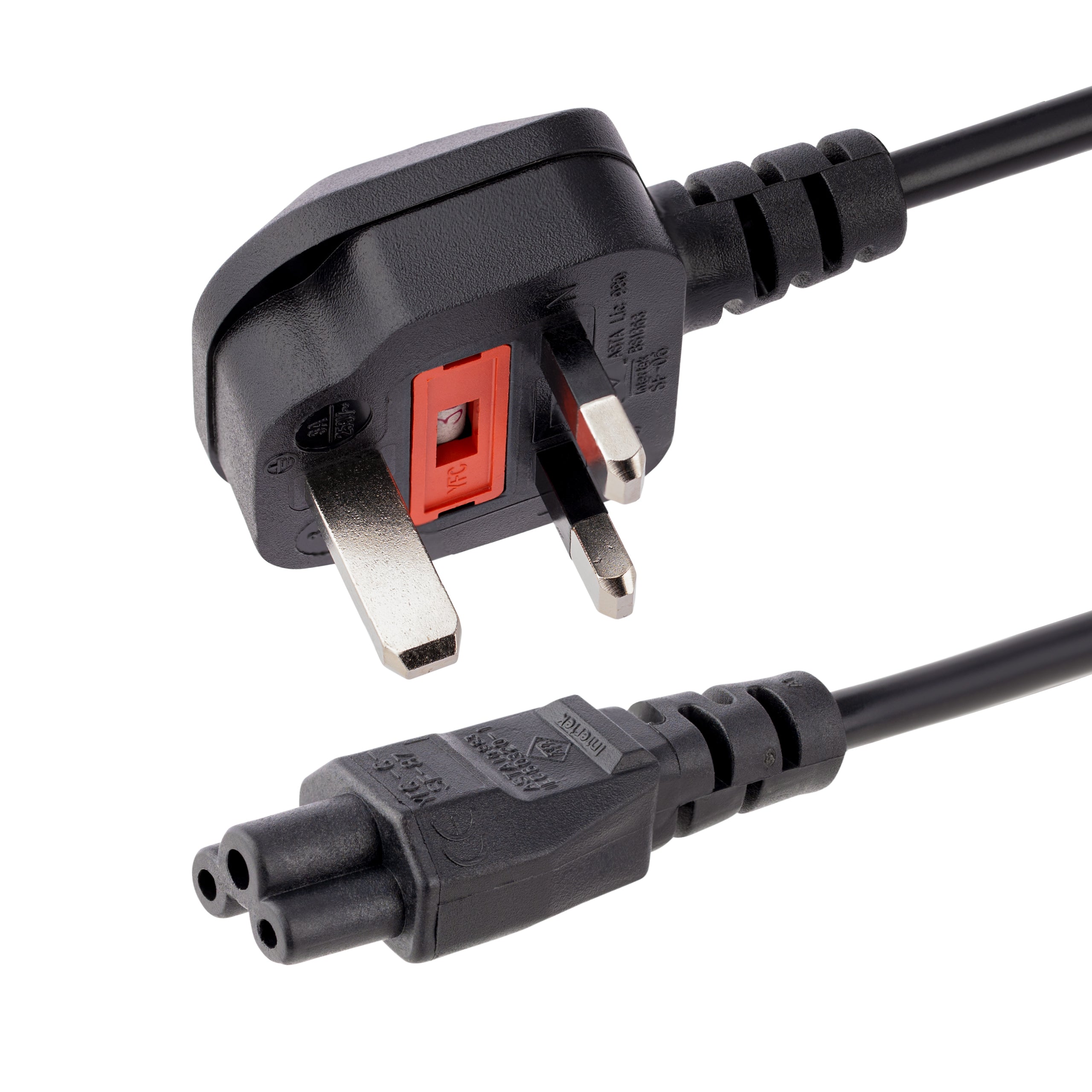 StarTech.com Netzkabel – UK (Typ G) – IEC C5, 2 m, 250 V/2,5 A, Schwarz