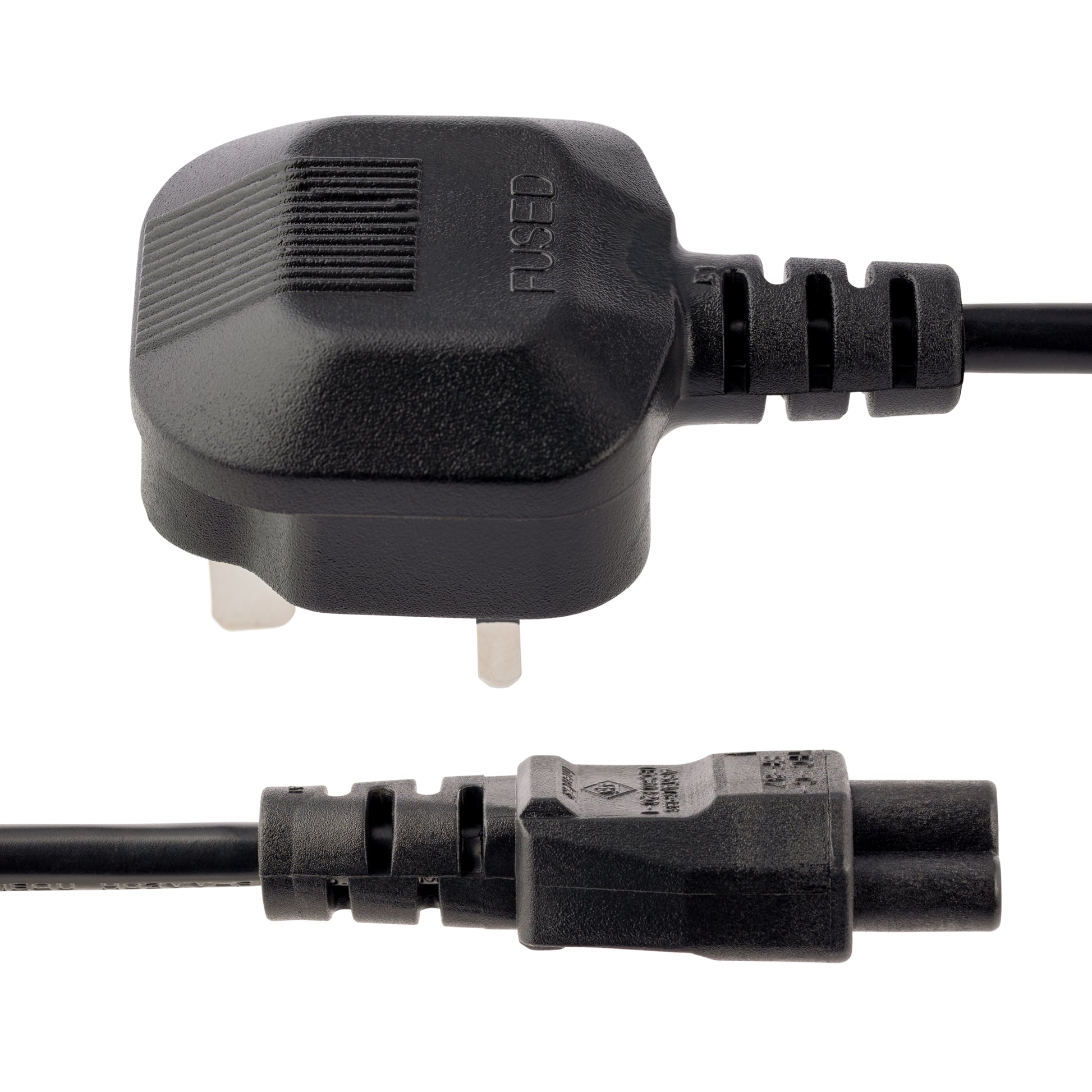 StarTech.com Netzkabel – UK (Typ G) – IEC C5, 2 m, 250 V/2,5 A, Schwarz