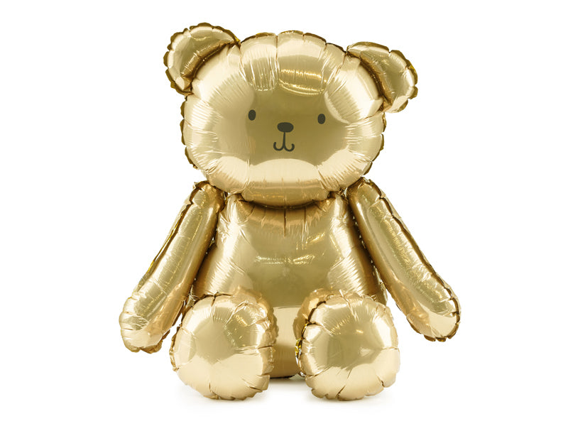 PartyDeco Folienballon Bär – Gold – 38 × 42 cm – 1 Stk