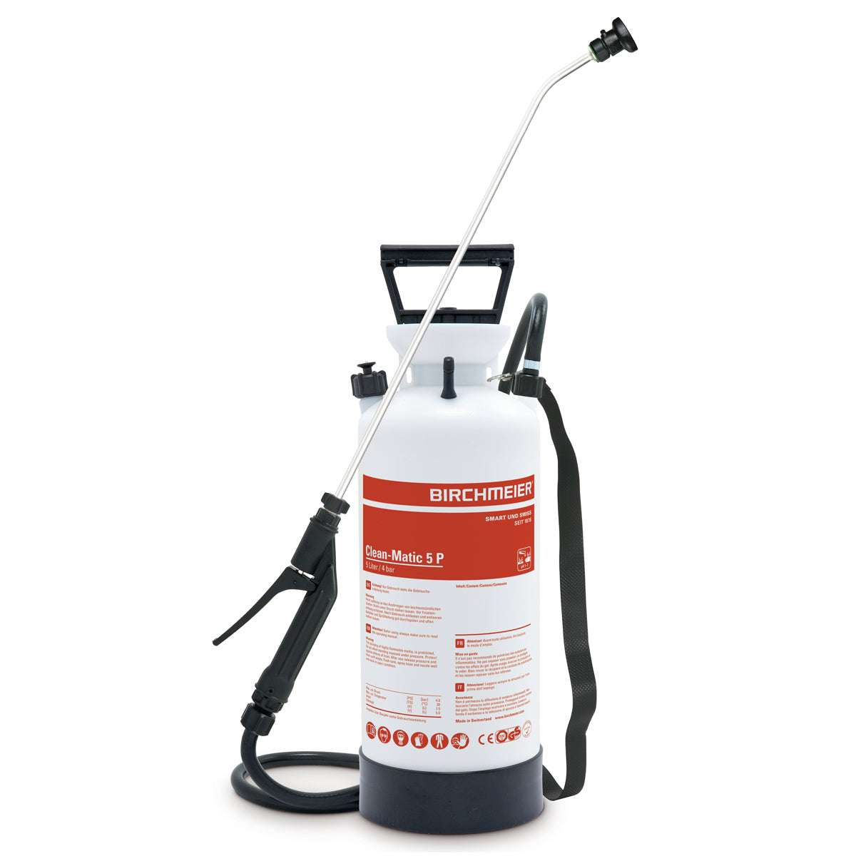 Birchmeier Drucksprüher Clean-Matic 5 P – 5 l – schwarz/rot/weiss