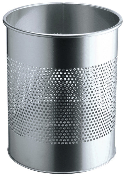 Durable Papierkorb – 15 l – Metall, Silber – Ø 260 × H 315 mm