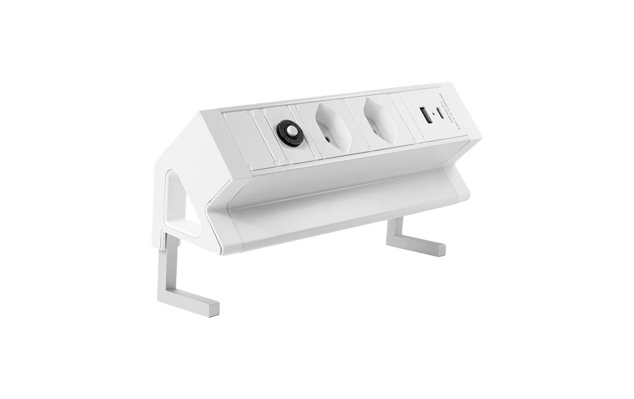 Steffen Steckdosenleiste, 2×T13, 2×USB, mit Schalter, 1,5 m, Eingang T12 – Weiss