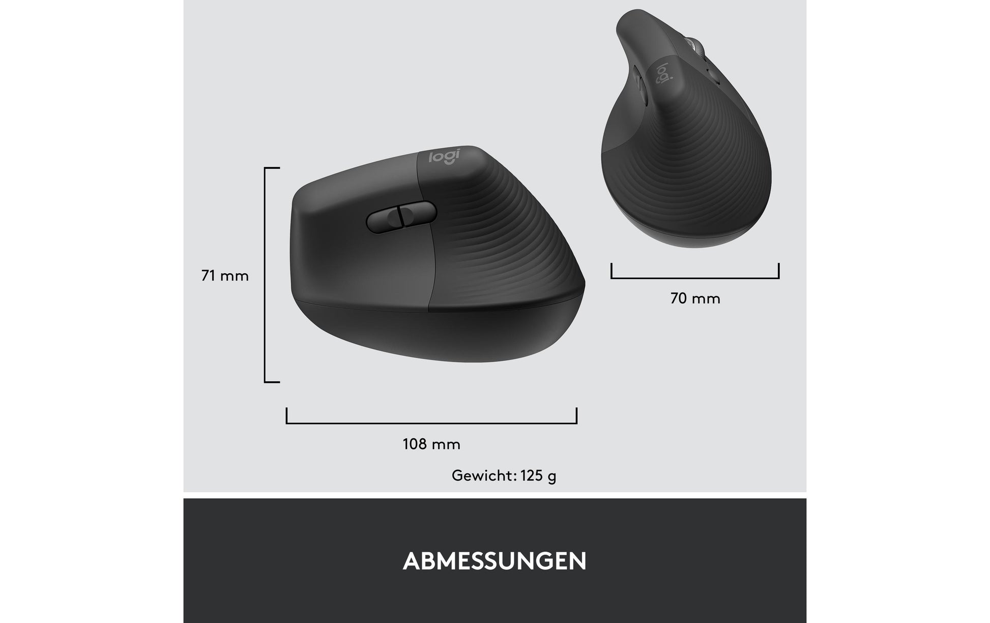 Logitech Lift for Business Ergonomische Maus – kabellos, vertikal, Logi Bolt USB-Empfänger, schwarz