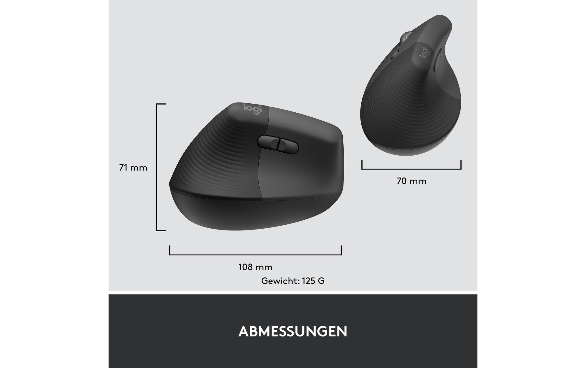 Logitech Lift for Business Linkshändige Ergonomische Maus – für Linkshänder, Graphit/Schwarz
