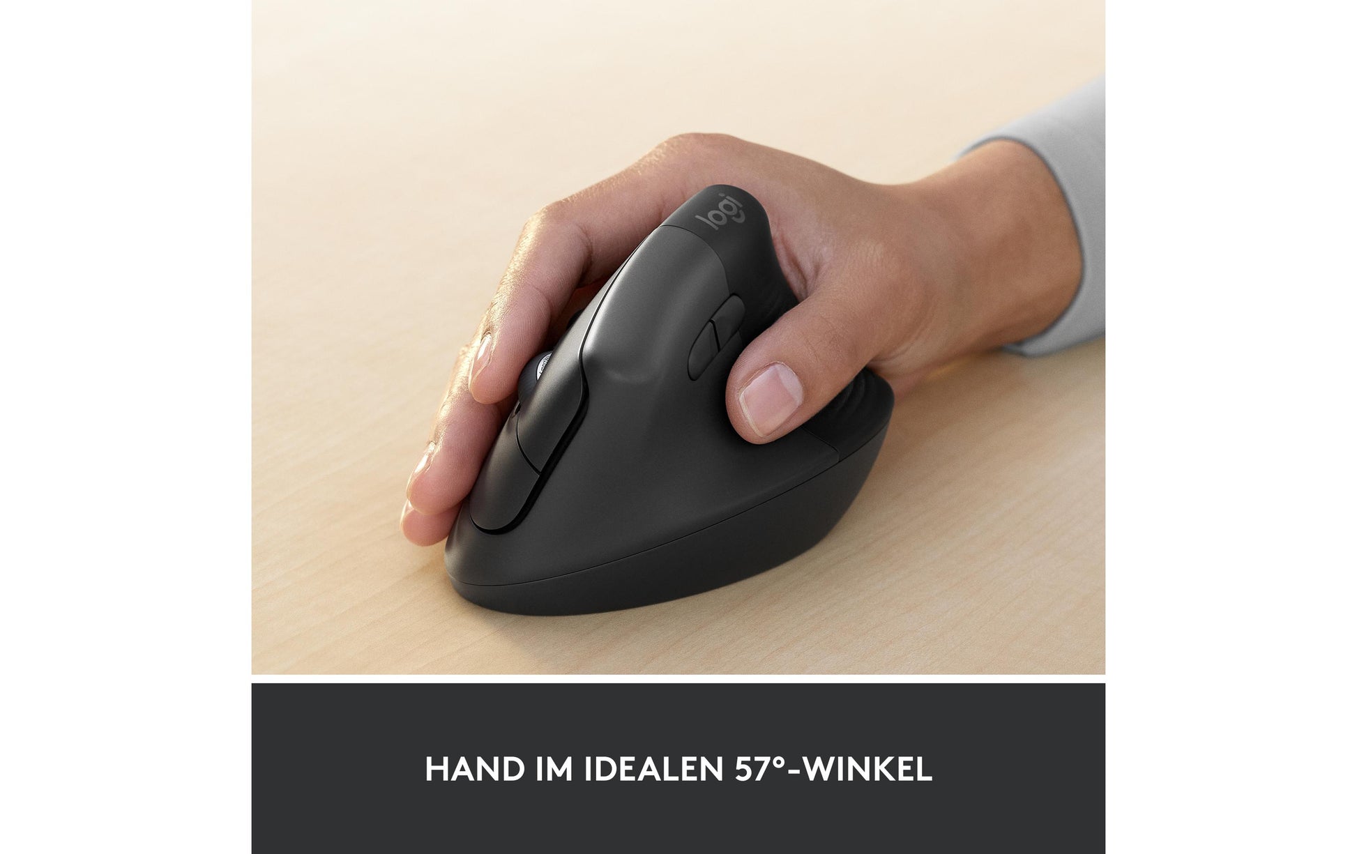 Logitech Lift for Business Ergonomische Maus – kabellos, vertikal, Logi Bolt USB-Empfänger, schwarz