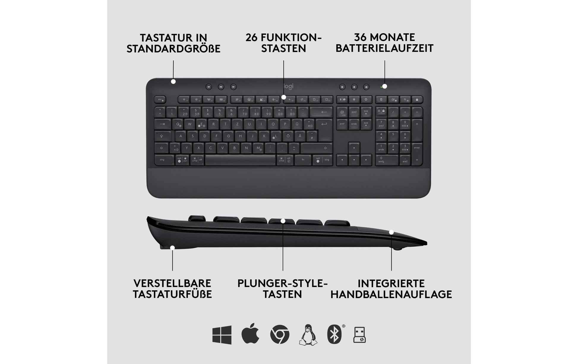 Logitech MK650 – Tastatur, US-Layout (EN), Graphit