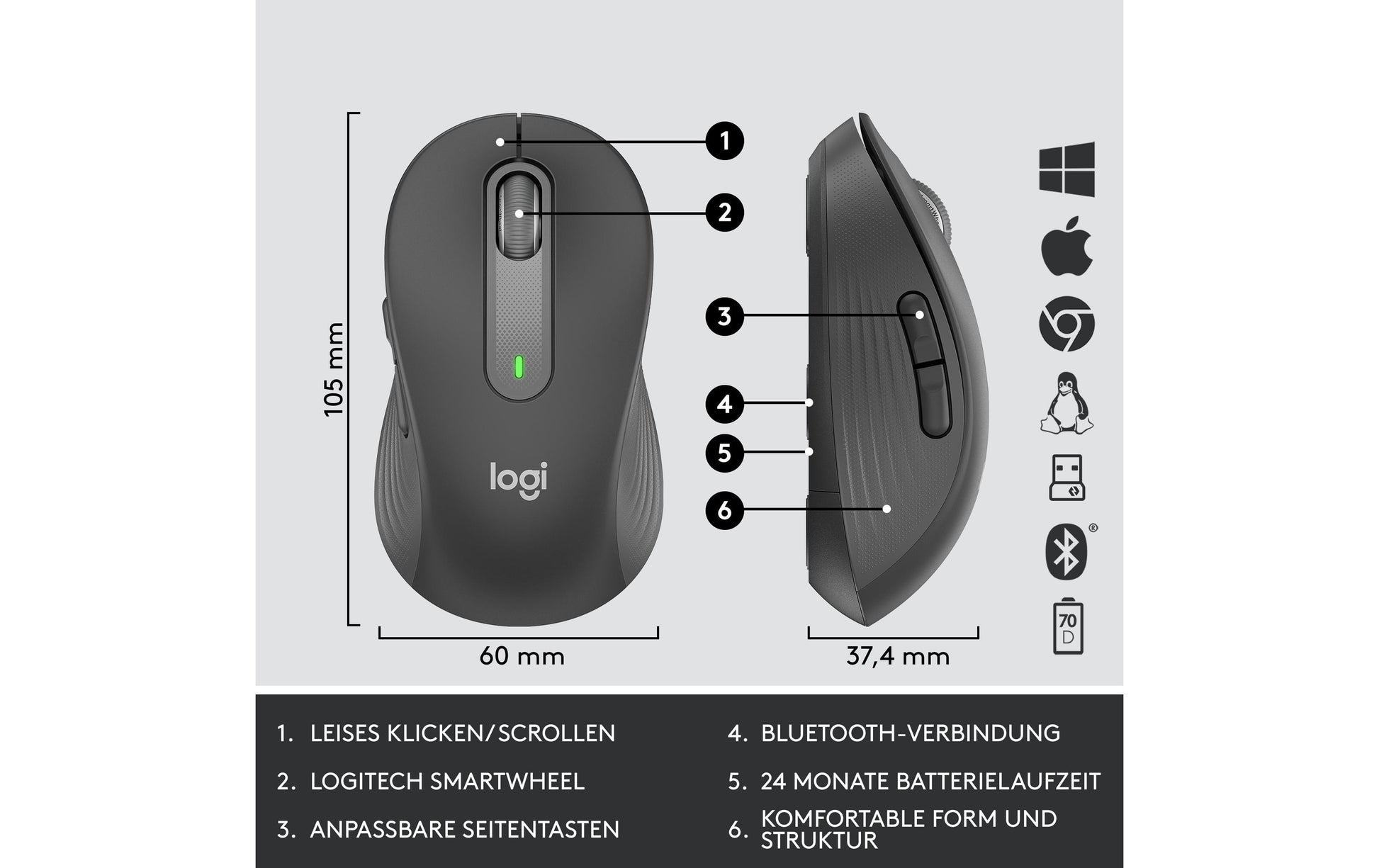 Logitech MK650 – Tastatur, US-Layout (EN), Graphit