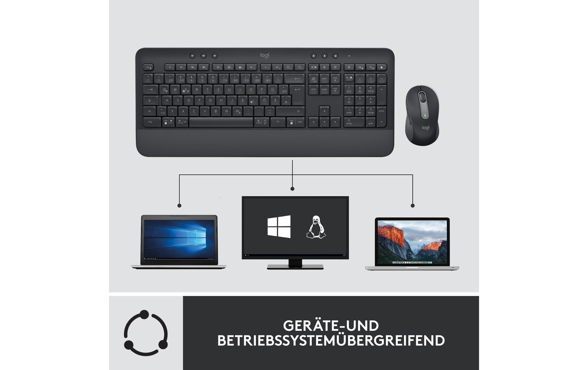 Logitech MK650 für Business – Tastatur, CH-Layout (DE-CH), Grau