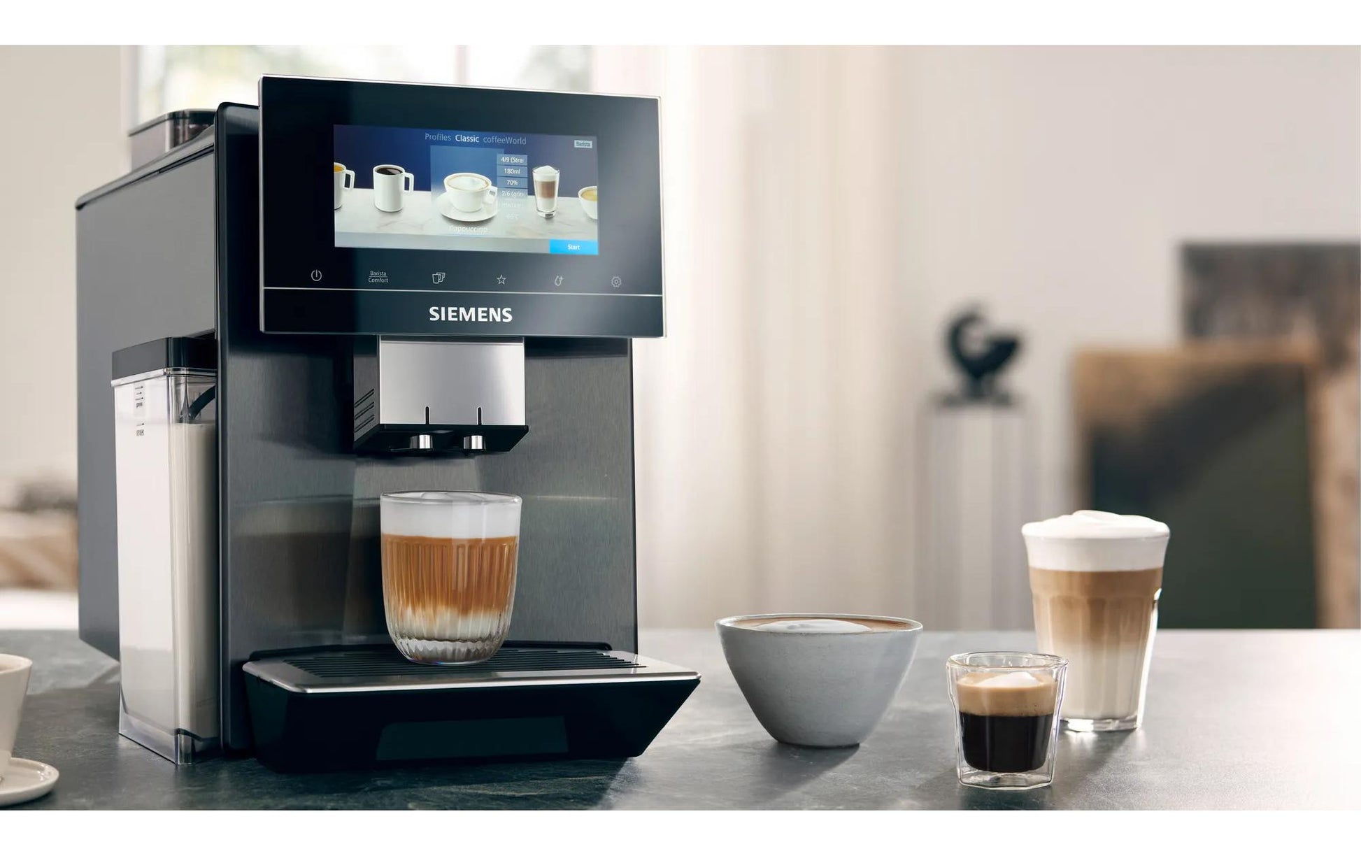 Siemens EQ 900 TQ907D03 Kaffeevollautomat – 19 bar, 2,3 l, 270 g, Keramik-Mahlwerk, Edelstahl