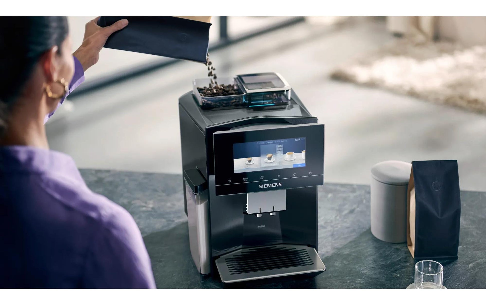 Siemens EQ 900 TQ907D03 Kaffeevollautomat – 19 bar, 2,3 l, 270 g, Keramik-Mahlwerk, Edelstahl