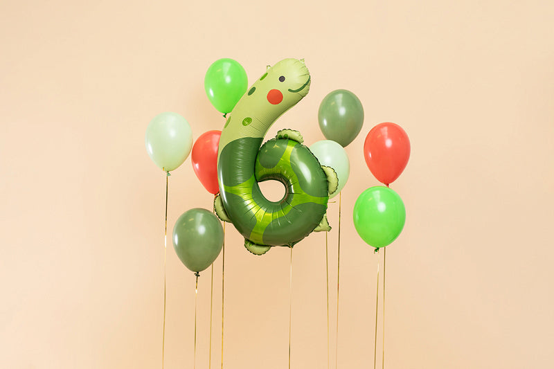PartyDeco Folienballon Zahl 6 Schildkröte – Grün – 75 × 96 cm – Folie – 1 Stk