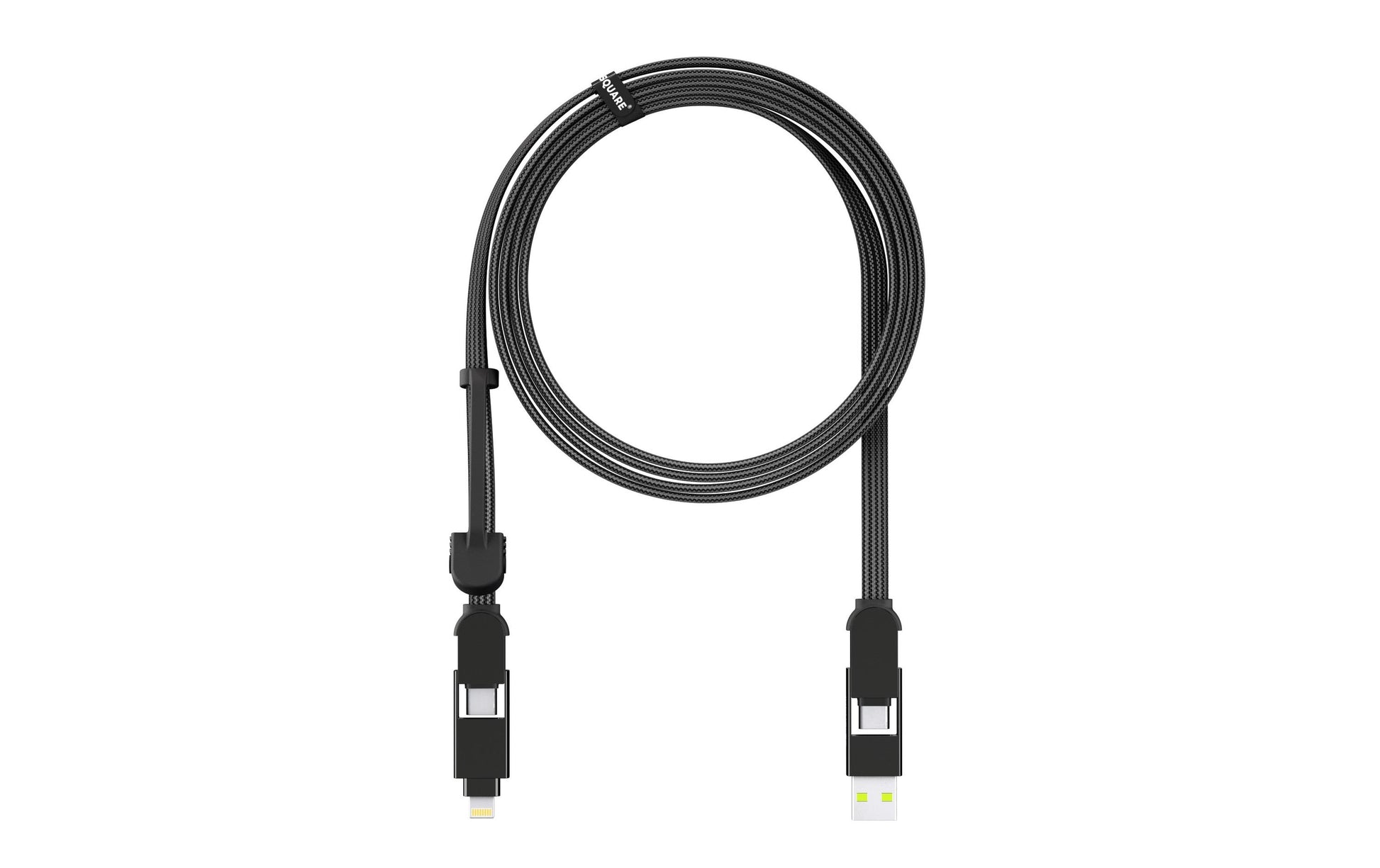 Rolling Square USB-A auf USB-C Kabel – USB 2.0 (480 Mbit/s) – 2 m – Abgewinkelt – Schwarz