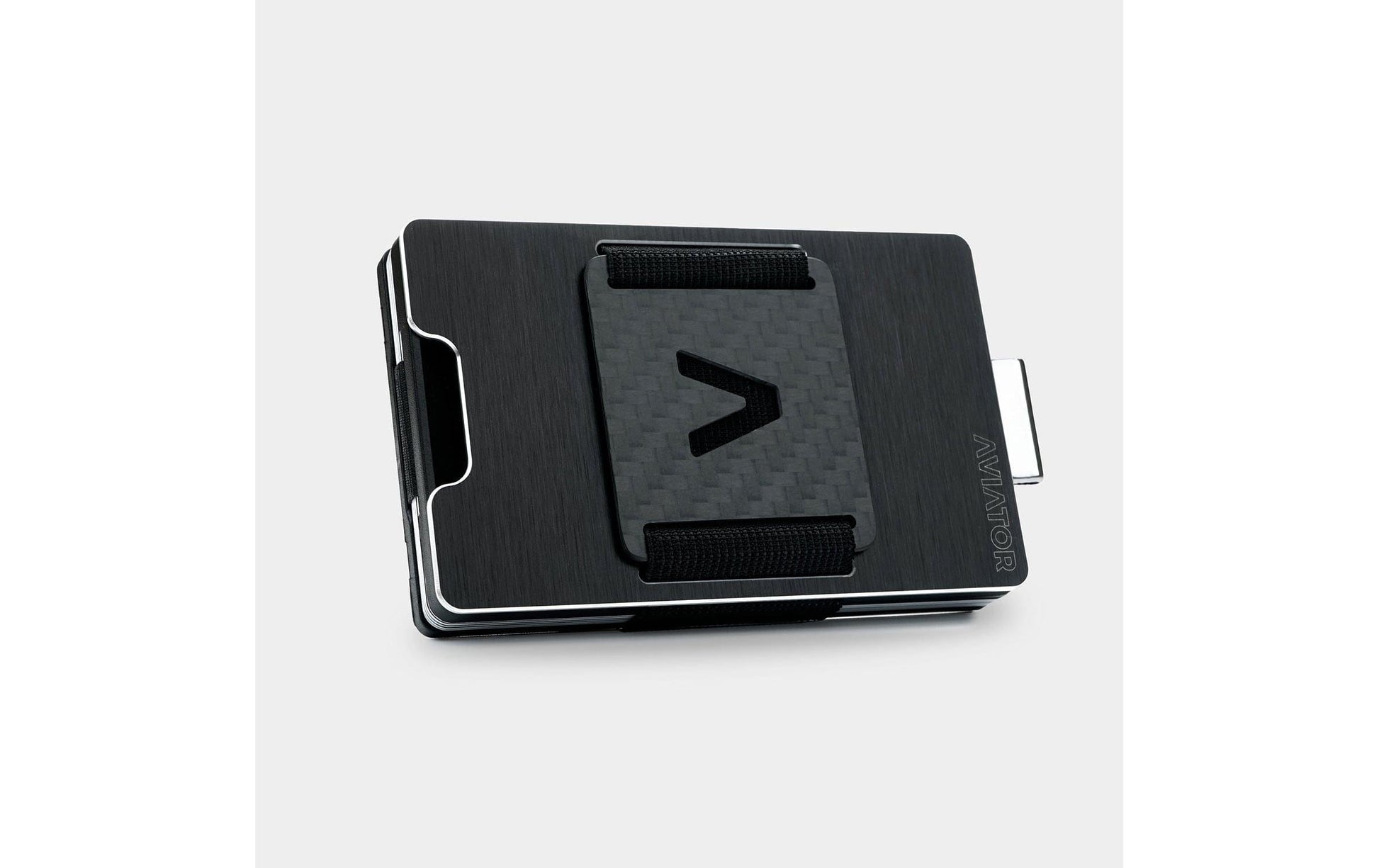 Aviator Wallet Brieftasche – RFID-Schutz, 20 Karten, Münzfach, Clip-Verschluss – 86 × 11 × 54 mm – Schwarz