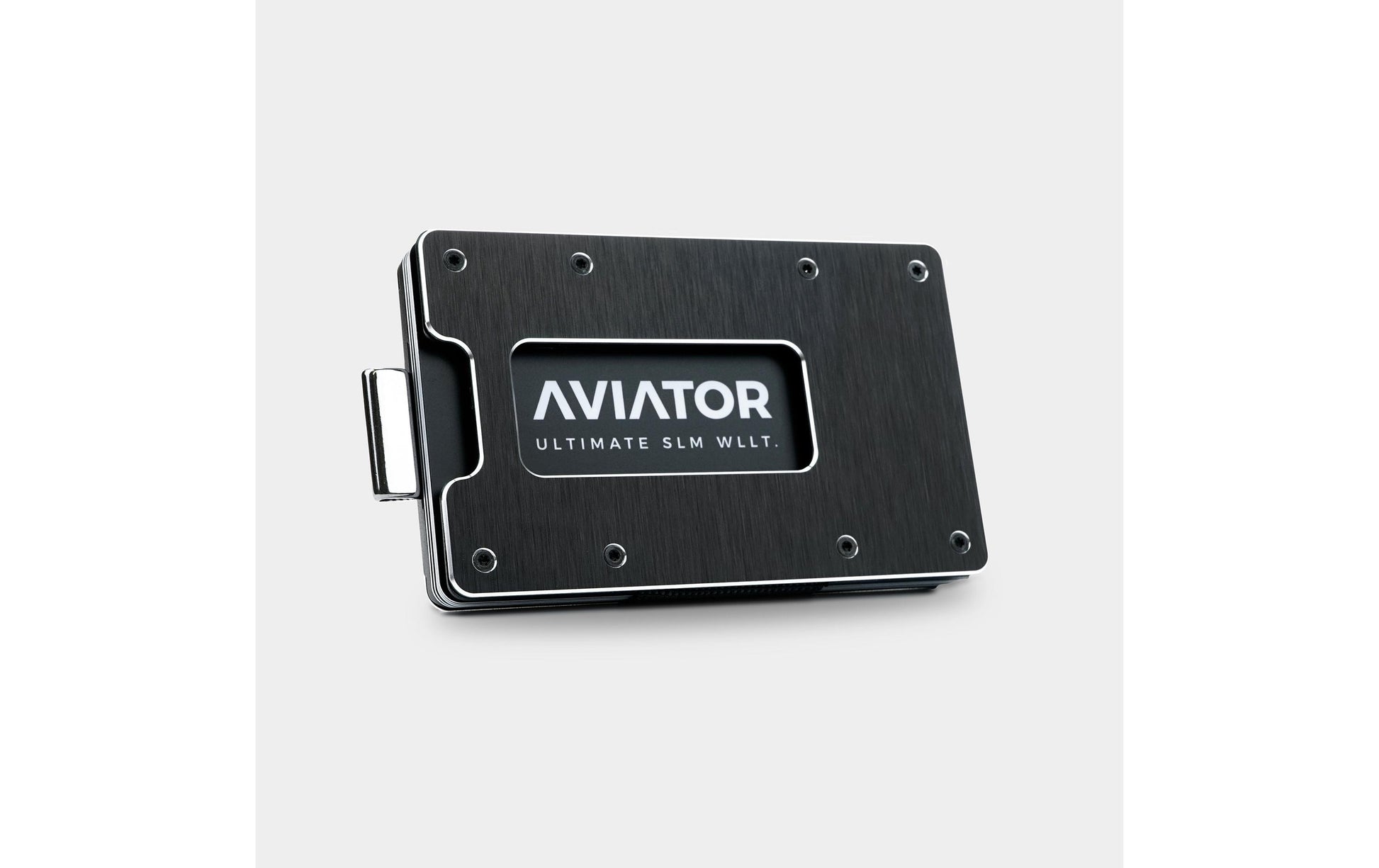 Aviator Wallet Brieftasche – RFID-Schutz, 20 Karten, Münzfach, Clip-Verschluss – 86 × 11 × 54 mm – Schwarz