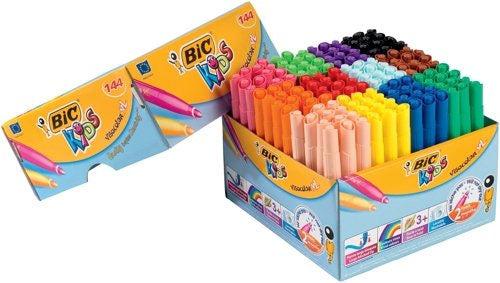 BIC KIDS Visacolor XL Filzstifte – Pinselspitze, 1,3 mm, auswaschbar, 144 Stk.