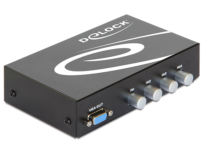 DeLOCK 87636 – VGA Switchbox (4×1), kabelgebunden, 4× VGA In / 1× VGA Out, max. 1600 × 1280