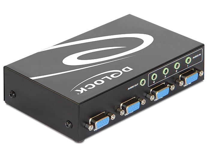 DeLOCK 87636 – VGA Switchbox (4×1), kabelgebunden, 4× VGA In / 1× VGA Out, max. 1600 × 1280
