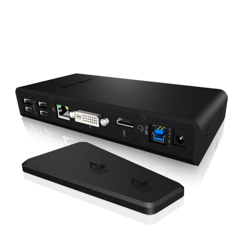 ICY BOX IB-DK2241 Dockingstation – USB-A, 1× HDMI, 1× DVI, 6× USB-A, GbE, 3,5 mm Audio, für Windows/Mac