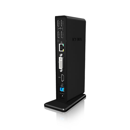 ICY BOX IB-DK2241 Dockingstation – USB-A, 1× HDMI, 1× DVI, 6× USB-A, GbE, 3,5 mm Audio, für Windows/Mac