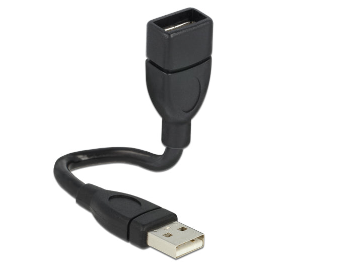 DeLOCK USB-A Verlängerungskabel (Stecker auf Buchse) – USB 2.0 (480 Mbit/s) – 0,15 m – Schwarz
