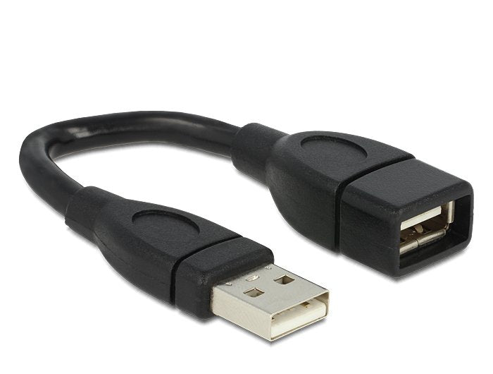 DeLOCK USB-A Verlängerungskabel (Stecker auf Buchse) – USB 2.0 (480 Mbit/s) – 0,15 m – Schwarz