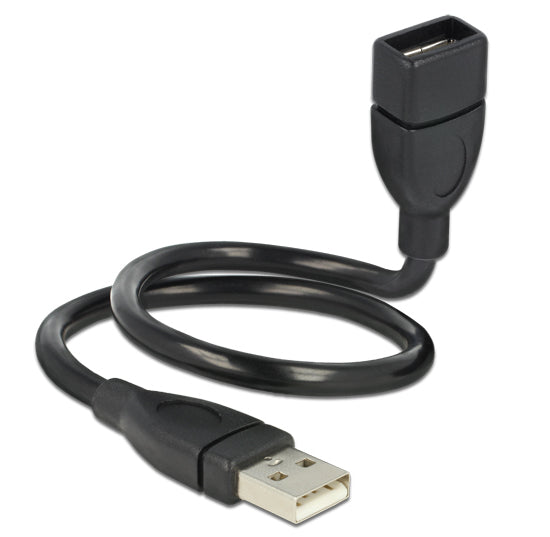 DeLOCK USB-A Verlängerungskabel (Stecker auf Buchse) – USB 2.0 (480 Mbit/s) – 0,35 m – Schwarz