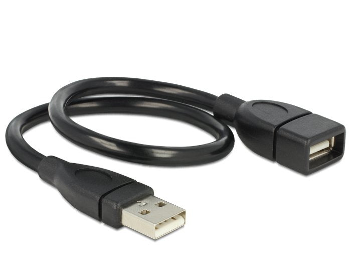 DeLOCK USB-A Verlängerungskabel (Stecker auf Buchse) – USB 2.0 (480 Mbit/s) – 0,35 m – Schwarz