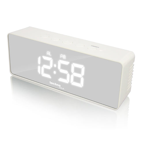 Technoline Digitalwecker – Funk, Snooze, Thermometer, 3,5 × 5,3 × 14,0 cm, Weiss