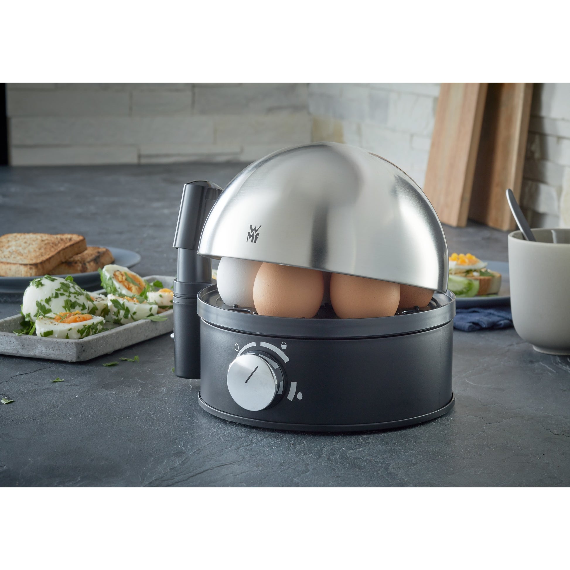 WMF Stelio Eierkocher – 7 Eier, 350 W – Schwarz/Edelstahl