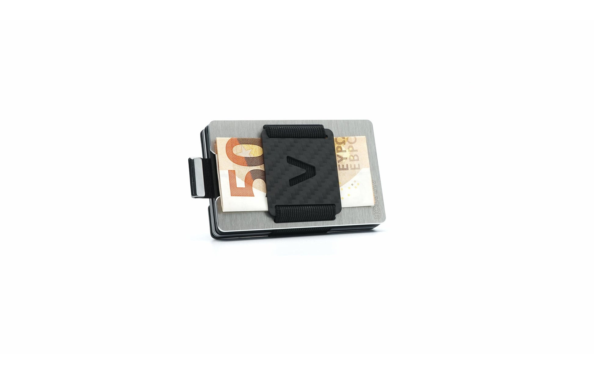 Aviator Wallet AVIATOR – Kartenetui/Brieftasche SLIDE – mit RFID-Schutz, Clip-Verschluss, Münzfach – 20 Karten – Silber