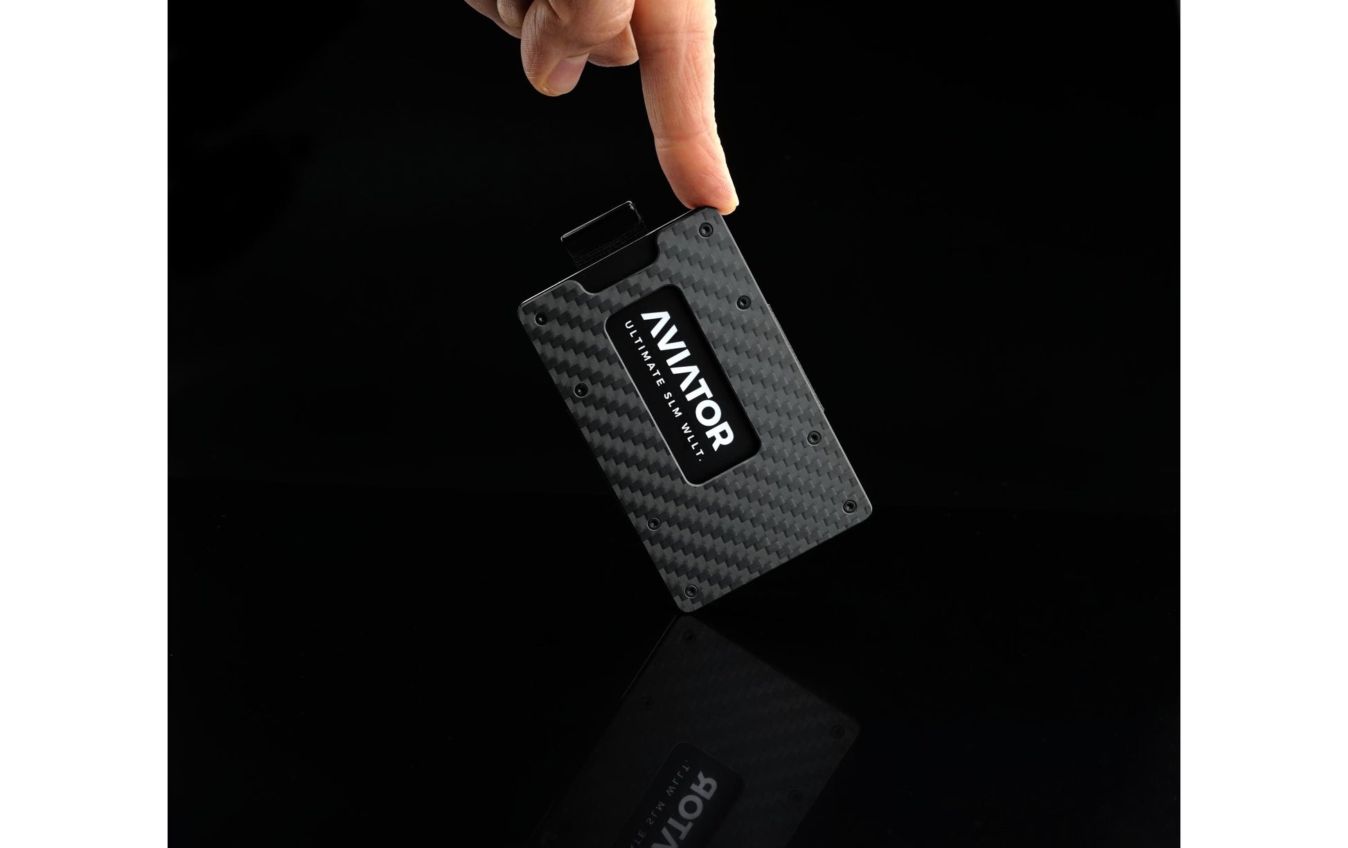 Aviator Wallet AVIATOR – Brieftasche SLIDE – RFID-Schutz, 20 Karten, 85,6 × 10,5 × 54 mm – Carbon, Anthrazit