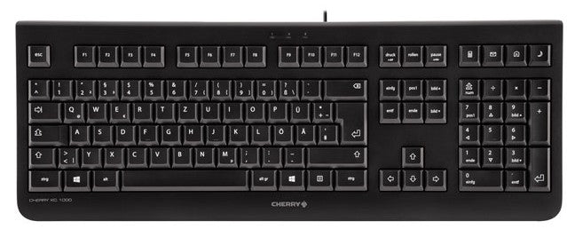 CHERRY KC 1000 – Tastatur, kabelgebunden (USB), CH-Layout (DE-CH), Fullsize (mit Ziffernblock), Schwarz