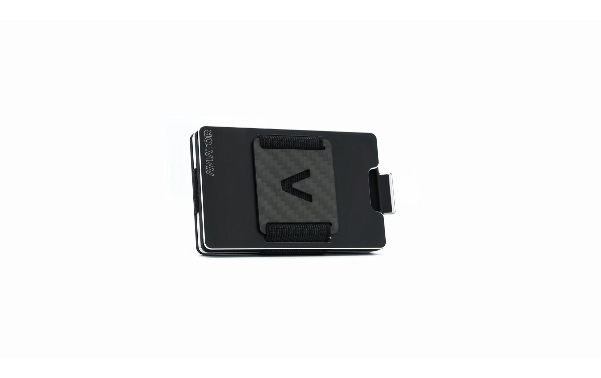 Aviator Wallet AVIATOR – Kartenetui – RFID-Schutz, Münzfach – 20 Karten, 85,6×10,5×54 mm – Schwarz Matt – Aluminium