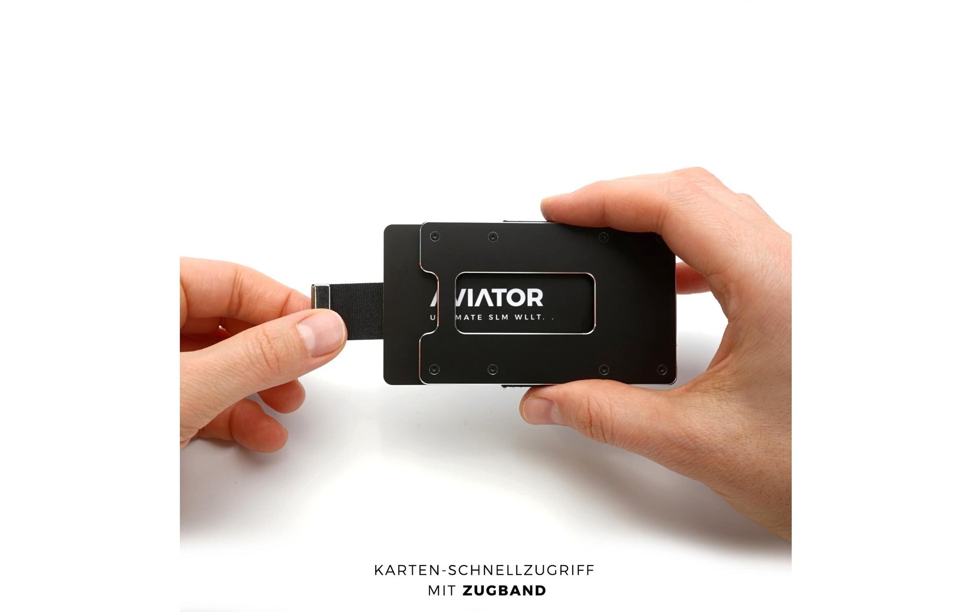 Aviator Wallet AVIATOR – Kartenetui – RFID-Schutz, Münzfach – 20 Karten, 85,6×10,5×54 mm – Schwarz Matt – Aluminium