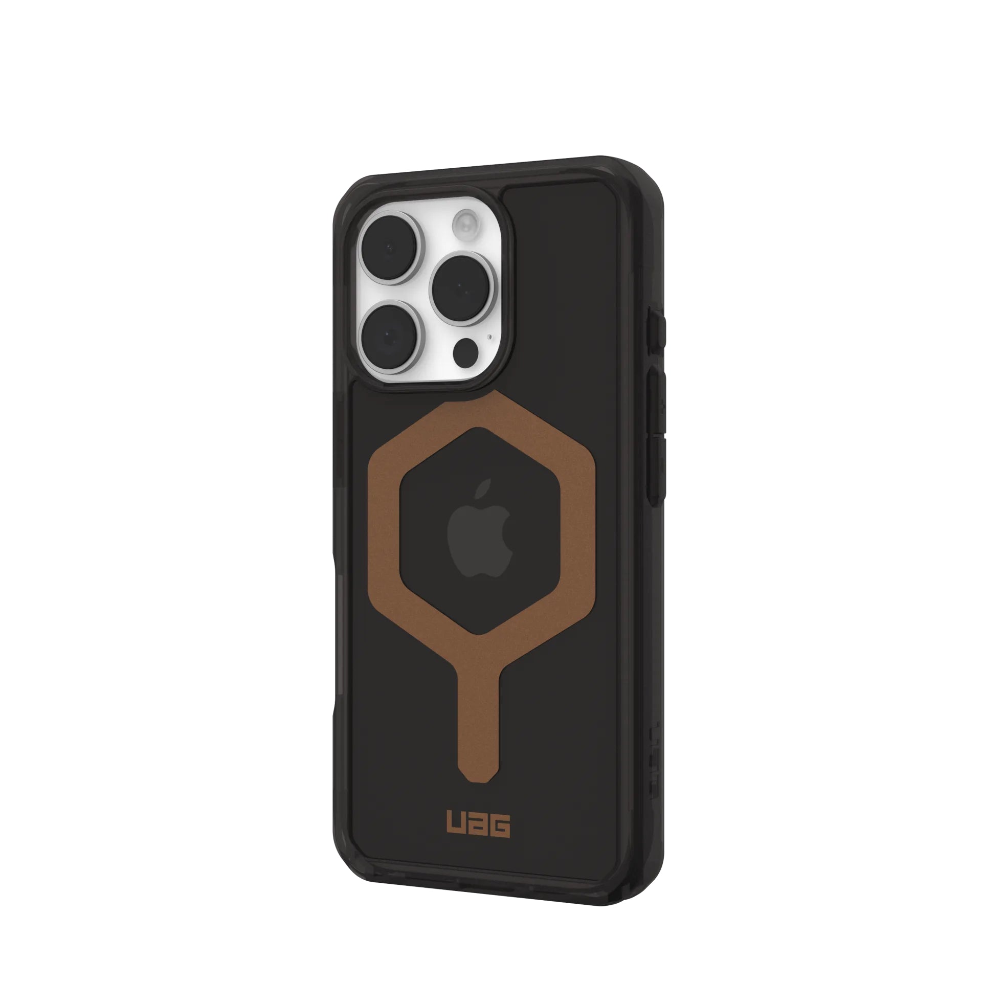 Urban Armor Gear Backcover Plyo – für Apple iPhone 16 Pro – schwarz/bronze – TPU – MagSafe-kompatibel
