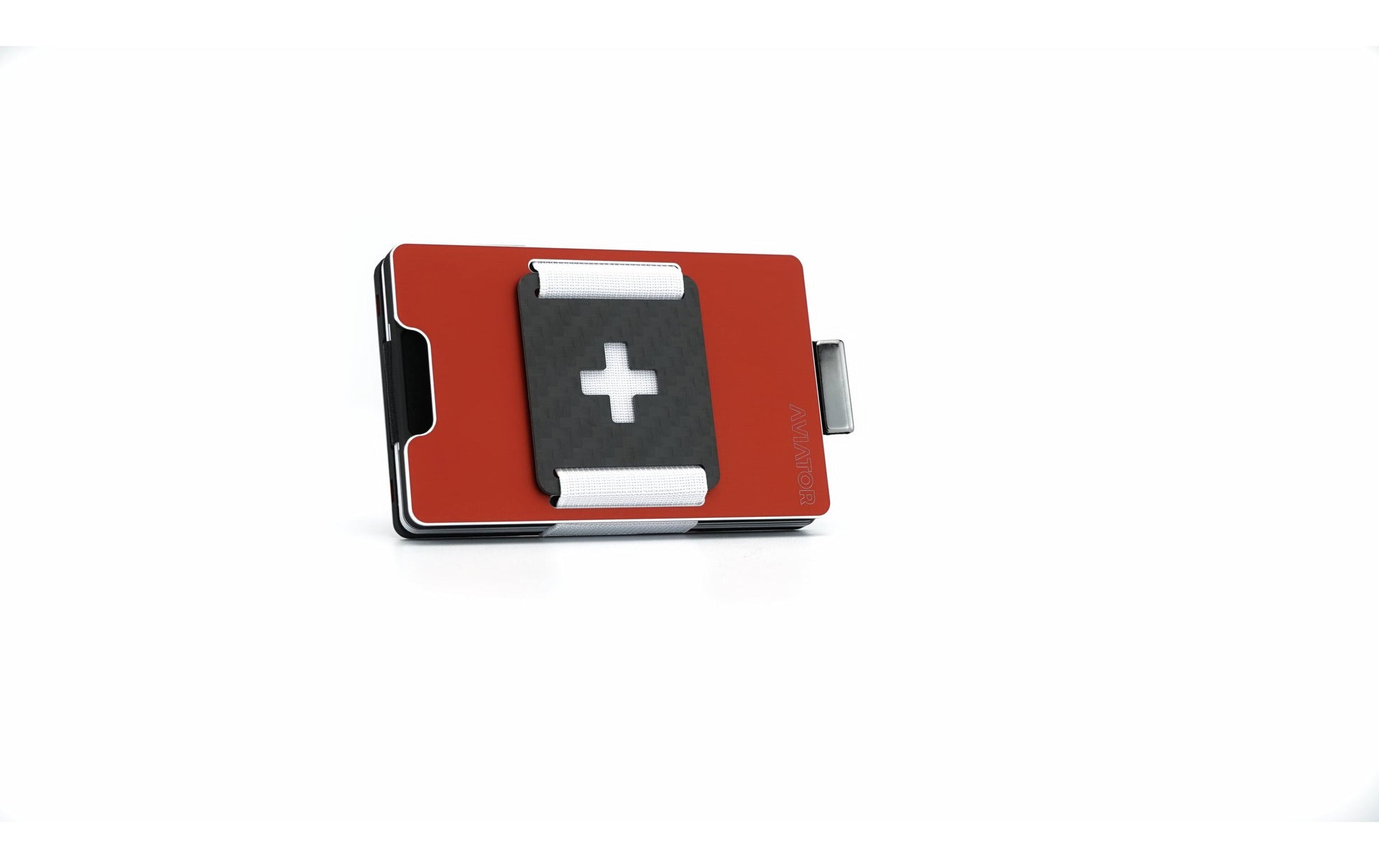 Aviator Wallet AVIATOR – Kartenetui SLIDE – 20 Karten, Münzfach, RFID-Schutz – 85,6×10,5×54 mm – Rot – Aluminium