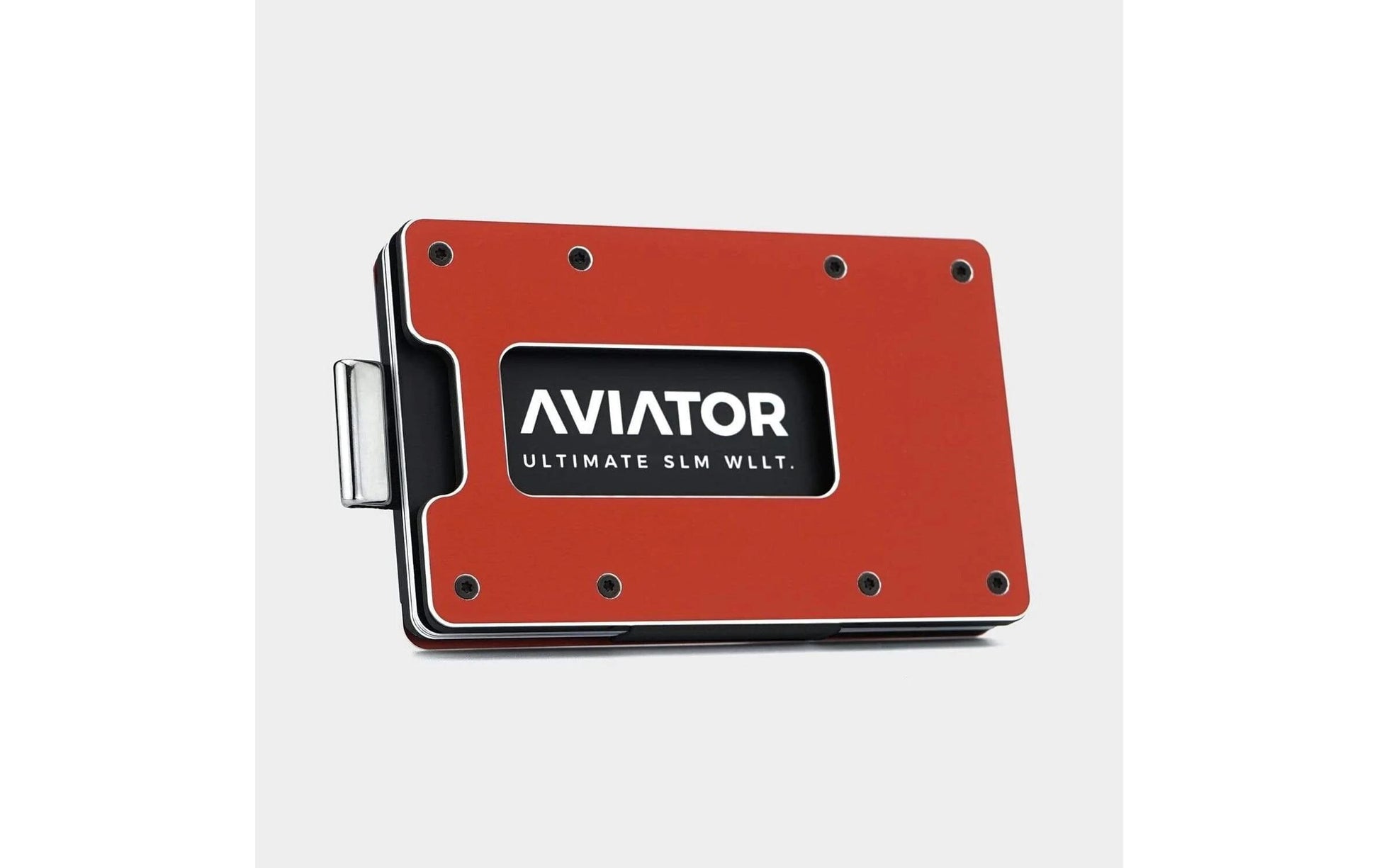 Aviator Wallet AVIATOR – Kartenetui SLIDE – 20 Karten, Münzfach, RFID-Schutz – 85,6×10,5×54 mm – Rot – Aluminium