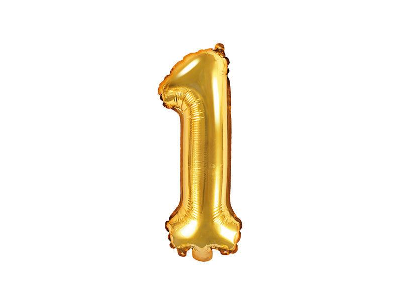 PartyDeco Folienballon Zahl 1 – Gold – 35 cm – Folie – 1 Stk