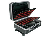 Perel 1819-T1 Werkzeugkoffer – leer, mit Rollen, Trolley, abschliessbar, schwarz, B 461 × H 190 × T 355 mm