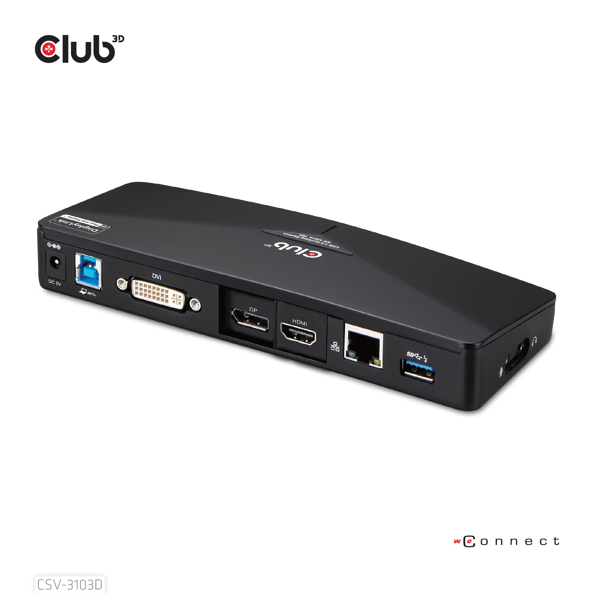 CLUB3D Club 3D CSV-3103D Dockingstation – USB-A, 1× DP, 1× HDMI, 1× DVI, 3× USB-A, GbE, 3,5 mm Audio, für Windows