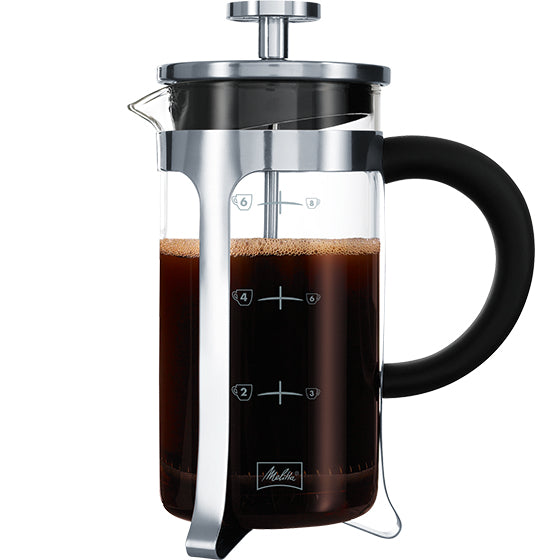Melitta French Press Kaffeebereiter – 1 l, 8 Tassen, Silber