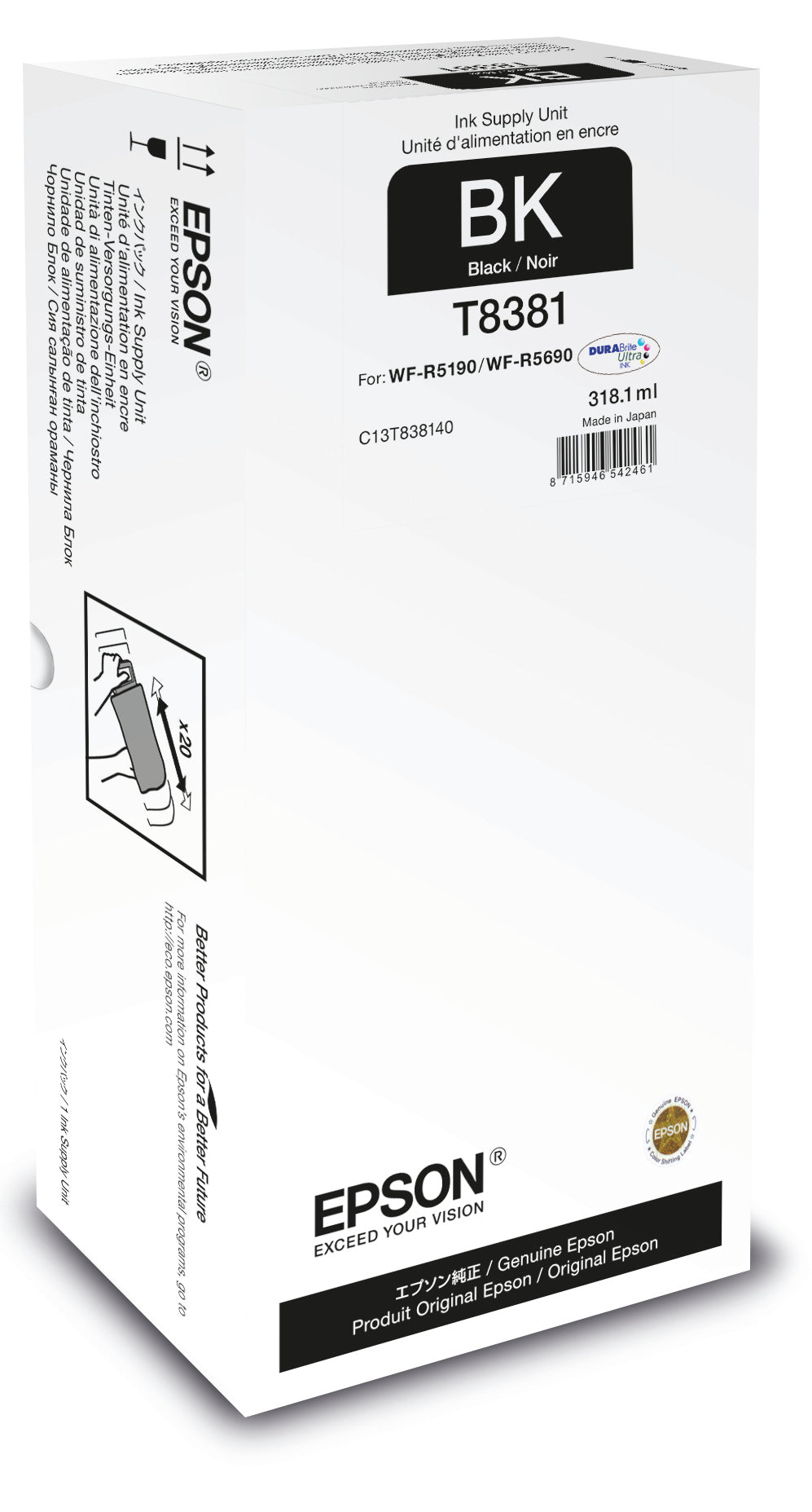 Epson Tintenpatrone C13T838140, Schwarz, XL, Original – für WorkForce Pro WF-R5xxx