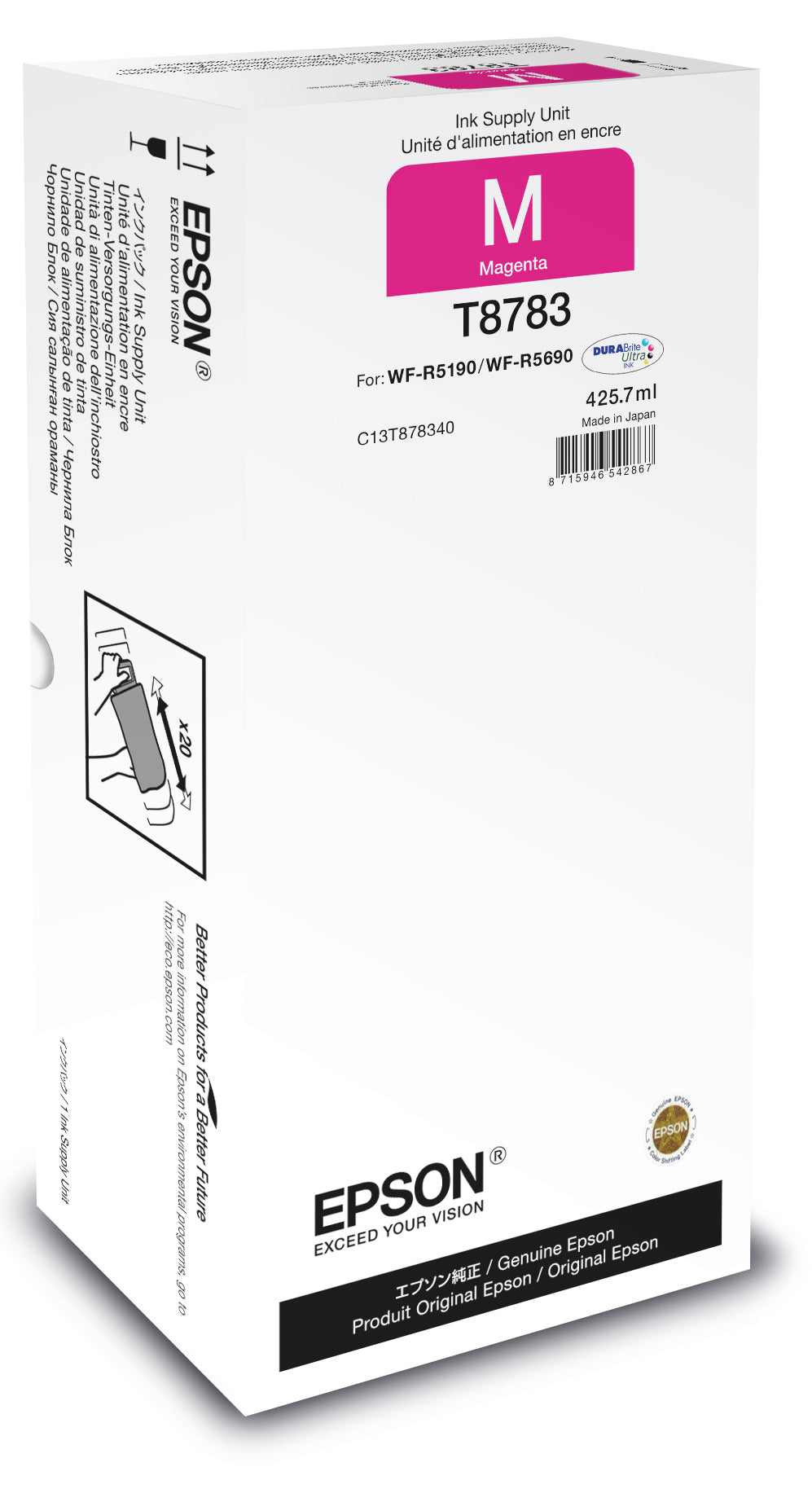 Epson Tintenpatrone T878340, Magenta, XXL, 50'000 Seiten für WF-R5000